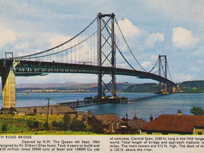 Vintage postcard: Forth Road Bridge, Scotland