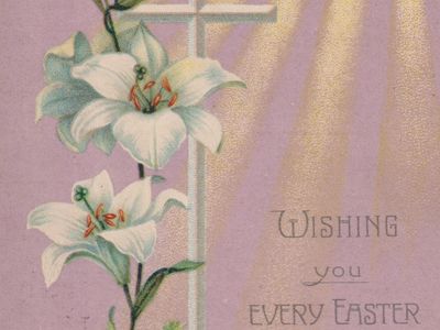 Vintage postcard: Easter Blessings, UK, 1909