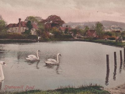 Vintage postcard: Shottermill Pond, UK