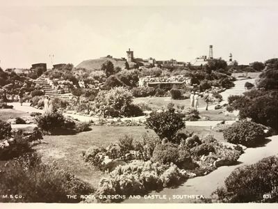Vintage postcard: Rock Gardens, Southsea, UK, 1936