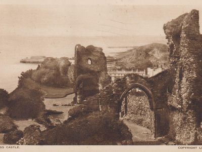 Vintage postcard: Hastings Castle, UK, 1948