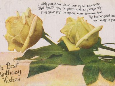 Vintage postcard: Birthday Wishes, 1918