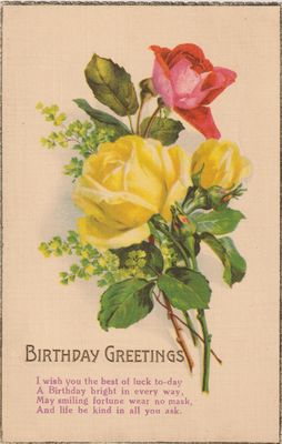 Vintage postcard: Birthday greetings 2