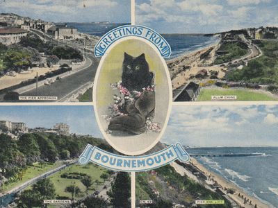 Vintage postcard: Bournemouth, UK, 1956