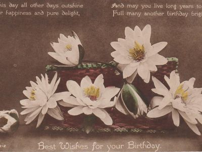 Vintage postcard: Birthday Flowers, 1918