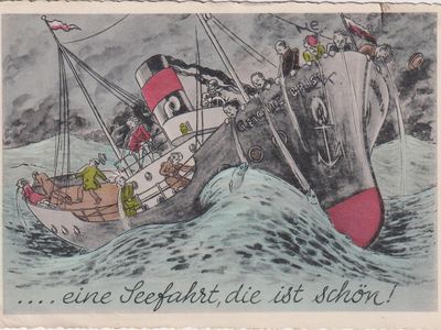 Vintage postcard: Boat Trip, UK, 1956