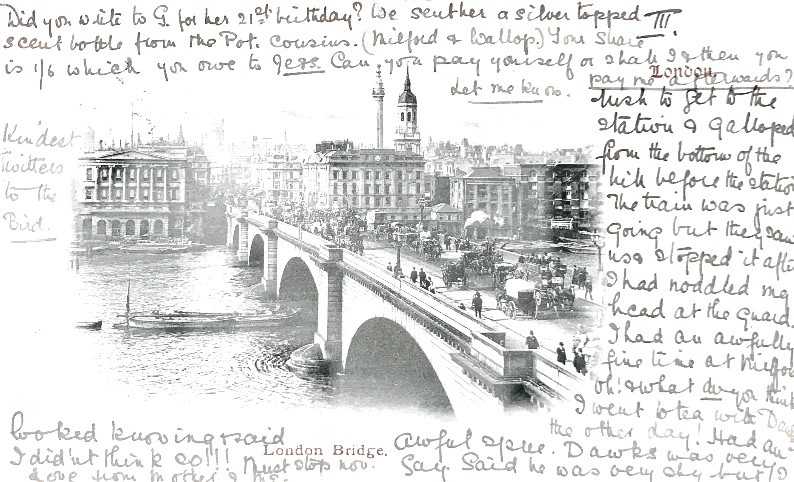 Vintage postcard: London Bridge, London, UK, 1902
