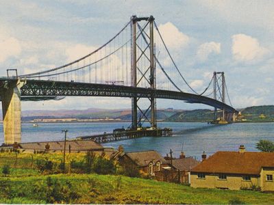 Vintage postcard: Forth Road Bridge, Scotland, 1966