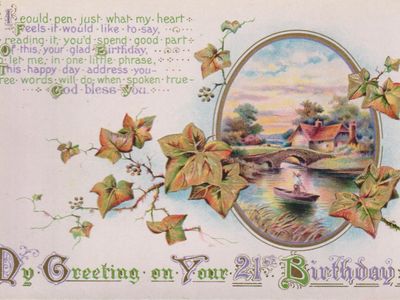 Vintage postcard: 21st Birthday, Norfolk, UK, 1917
